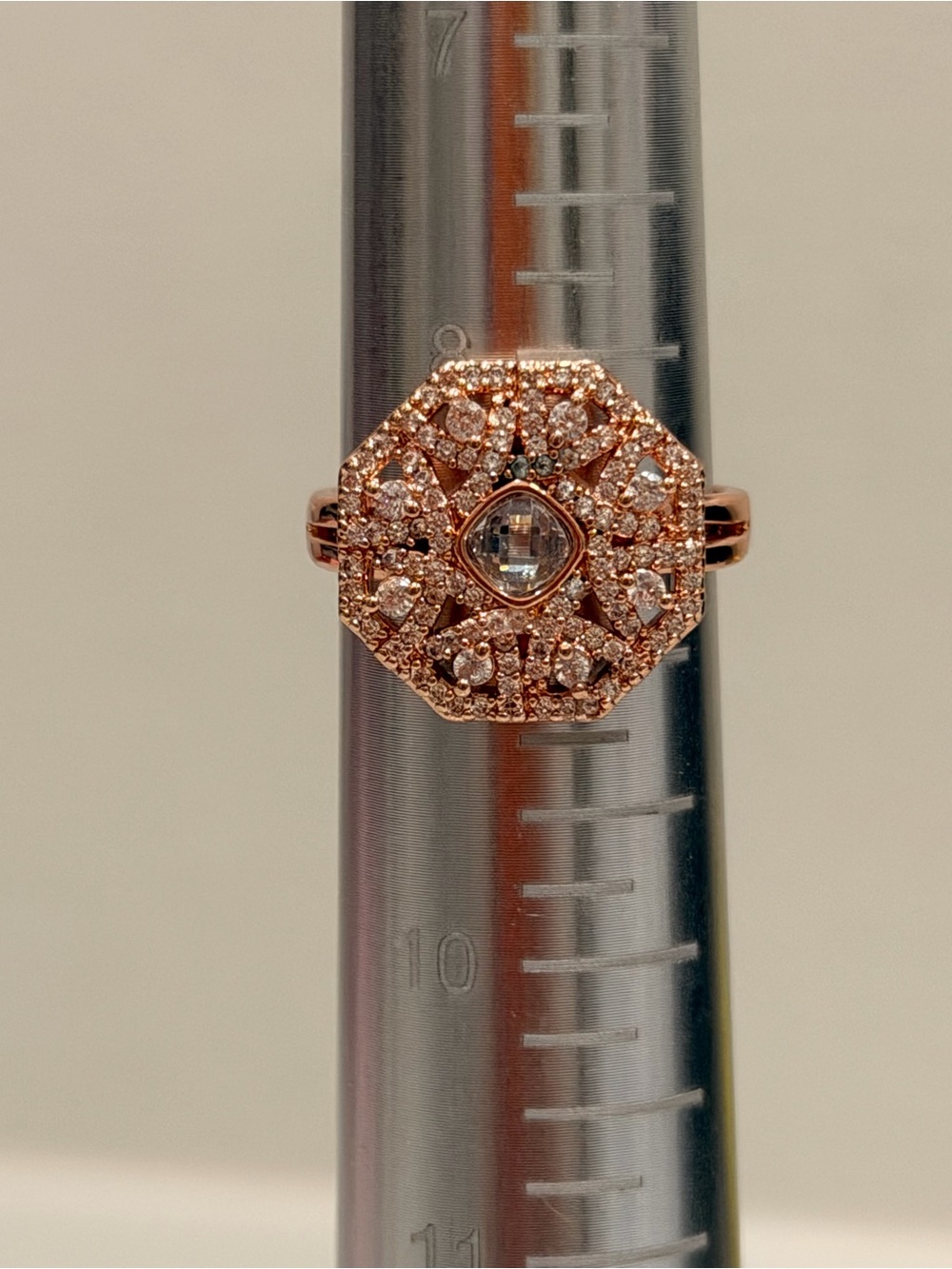 Bomb Party NWT! Rose Gold Pavé Halo Ring with Clear Center Stone